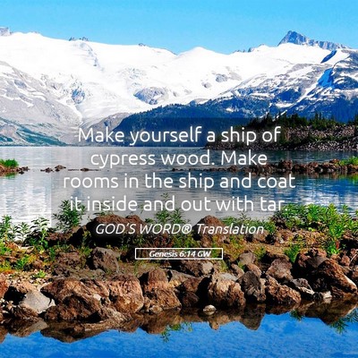 Picture 05 - Genesis 6:14 GW - Make yourself a ship of cypress wood. Make rooms - Bible Verse Picture