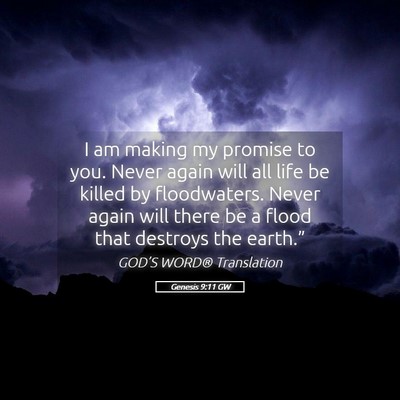 Picture 05 - Genesis 9:11 GW - I am making my promise to you. Never again will - Bible Verse Picture