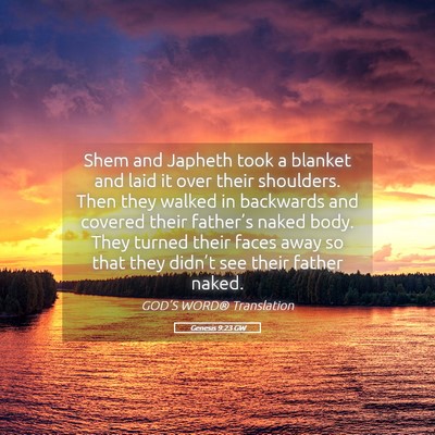 Picture 05 - Genesis 9:23 GW - Shem and Japheth took a blanket and laid it over - Bible Verse Picture