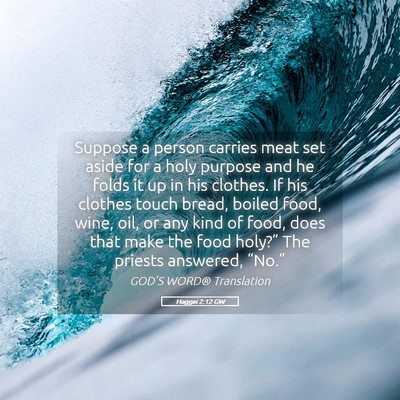 Picture 05 - Haggai 2:12 GW - Suppose a person carries meat set aside for a - Bible Verse Picture