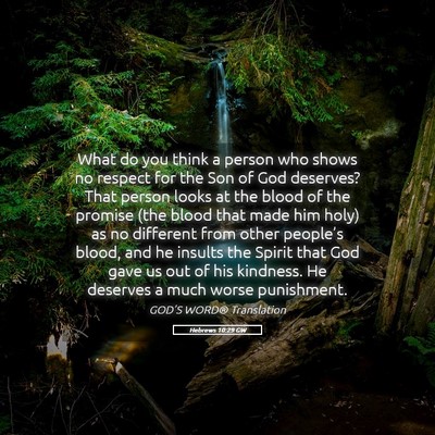 Picture 05 - Hebrews 10:29 GW - What do you think a person who shows no respect - Bible Verse Picture