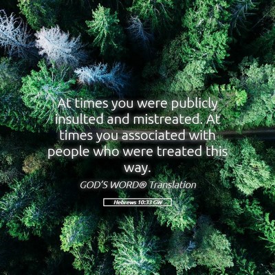 Picture 05 - Hebrews 10:33 GW - At times you were publicly insulted and - Bible Verse Picture
