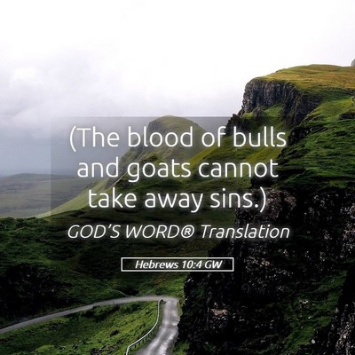 Picture 05 - Hebrews 10:4 GW - (The blood of bulls and goats cannot take away - Bible Verse Picture