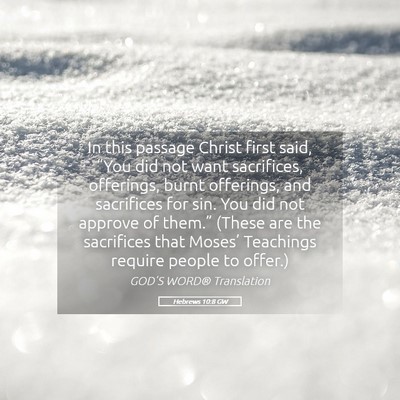 Picture 05 - Hebrews 10:8 GW - In this passage Christ first said, “You did not - Bible Verse Picture
