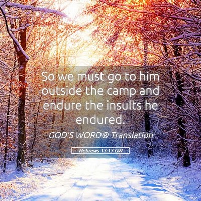 Picture 05 - Hebrews 13:13 GW - So we must go to him outside the camp and endure - Bible Verse Picture