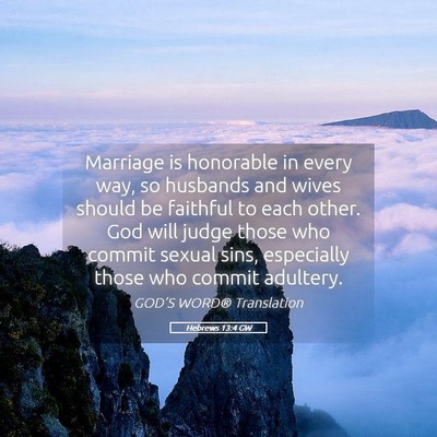Picture 05 - Hebrews 13:4 GW - Marriage is honorable in every way, so husbands - Bible Verse Picture