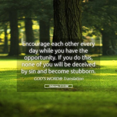 Picture 05 - Hebrews 3:13 GW - Encourage each other every day while you have the - Bible Verse Picture
