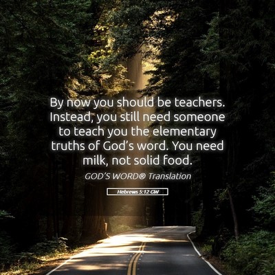 Picture 05 - Hebrews 5:12 GW - By now you should be teachers. Instead, you still - Bible Verse Picture