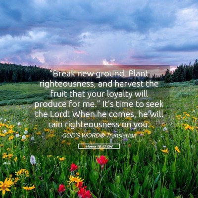 Picture 05 - Hosea 10:12 GW - “Break new ground. Plant righteousness, and - Bible Verse Picture