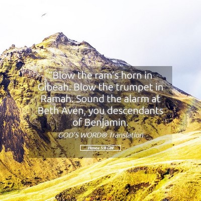 Picture 05 - Hosea 5:8 GW - “Blow the ram’s horn in Gibeah. Blow the - Bible Verse Picture