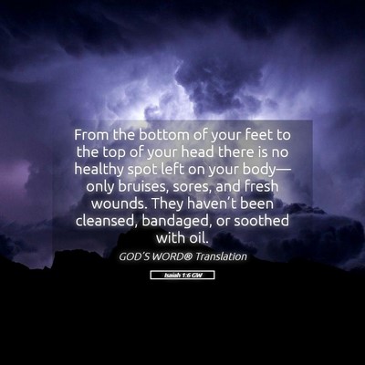 Picture 05 - Isaiah 1:6 GW - From the bottom of your feet to the top of your - Bible Verse Picture