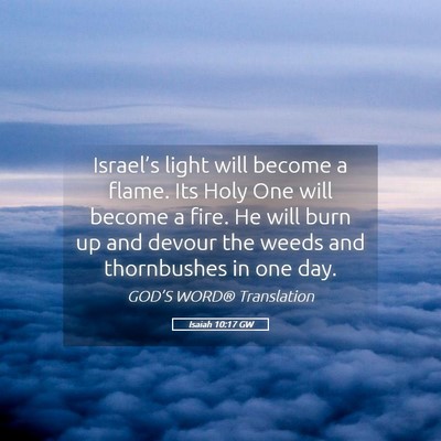 Picture 05 - Isaiah 10:17 GW - Israel’s light will become a flame. Its Holy - Bible Verse Picture