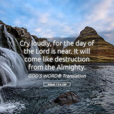 Picture 05 - Isaiah 13:6 GW - Cry loudly, for the day of the Lord is near. It - Bible Verse Picture