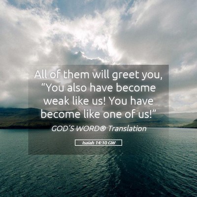 Picture 05 - Isaiah 14:10 GW - All of them will greet you, “You also have - Bible Verse Picture