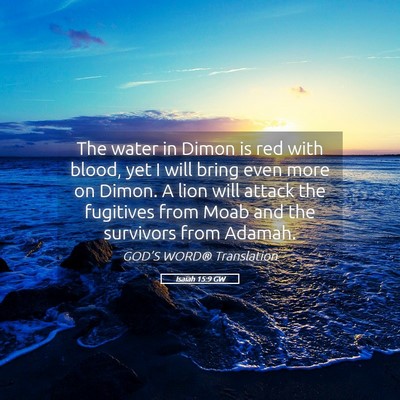 Picture 05 - Isaiah 15:9 GW - The water in Dimon is red with blood, yet I will - Bible Verse Picture