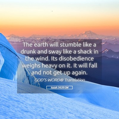Picture 05 - Isaiah 24:20 GW - The earth will stumble like a drunk and sway like - Bible Verse Picture