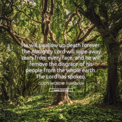 Picture 05 - Isaiah 25:8 GW - He will swallow up death forever. The Almighty - Bible Verse Picture