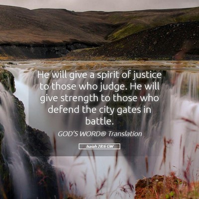 Picture 05 - Isaiah 28:6 GW - He will give a spirit of justice to those who - Bible Verse Picture