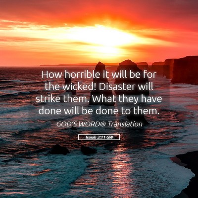 Picture 05 - Isaiah 3:11 GW - How horrible it will be for the wicked! Disaster - Bible Verse Picture