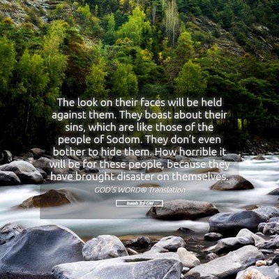 Picture 05 - Isaiah 3:9 GW - The look on their faces will be held against - Bible Verse Picture