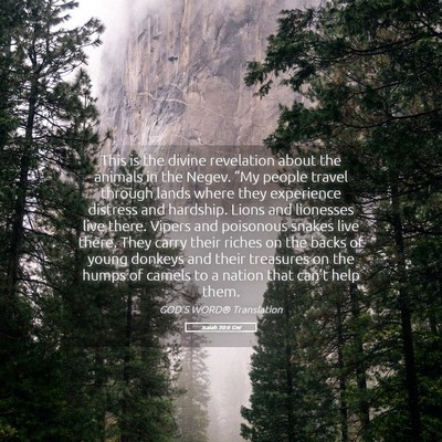 Picture 05 - Isaiah 30:6 GW - This is the divine revelation about the animals - Bible Verse Picture