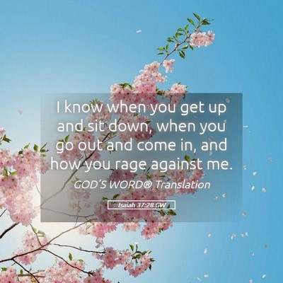 Picture 05 - Isaiah 37:28 GW - I know when you get up and sit down, when you go - Bible Verse Picture