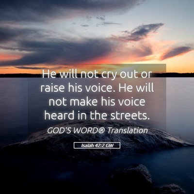 Picture 05 - Isaiah 42:2 GW - He will not cry out or raise his voice. He will - Bible Verse Picture