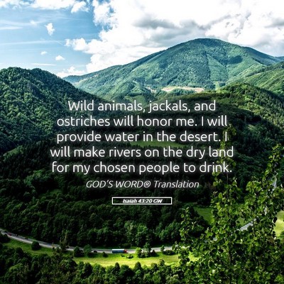 Picture 05 - Isaiah 43:20 GW - Wild animals, jackals, and ostriches will honor - Bible Verse Picture