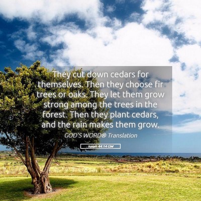 Picture 05 - Isaiah 44:14 GW - They cut down cedars for themselves. Then they - Bible Verse Picture