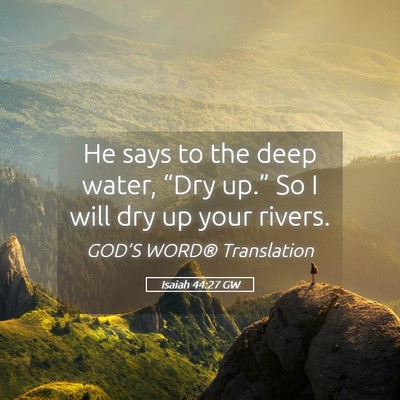 Picture 05 - Isaiah 44:27 GW - He says to the deep water, “Dry up.” So I - Bible Verse Picture