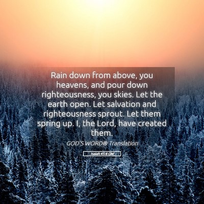 Picture 05 - Isaiah 45:8 GW - Rain down from above, you heavens, and pour down - Bible Verse Picture