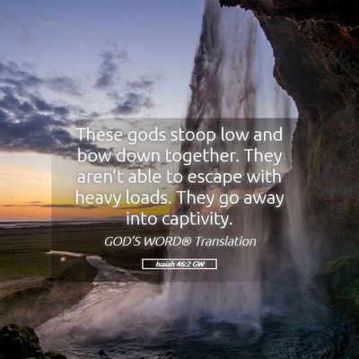 Picture 05 - Isaiah 46:2 GW - These gods stoop low and bow down together. They - Bible Verse Picture
