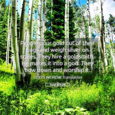 Picture 05 - Isaiah 46:6 GW - People pour gold out of their bags and weigh - Bible Verse Picture