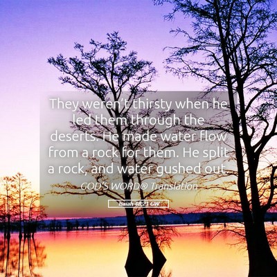 Picture 05 - Isaiah 48:21 GW - They weren’t thirsty when he led them through - Bible Verse Picture