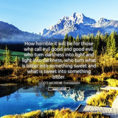 Picture 05 - Isaiah 5:20 GW - How horrible it will be for those who call evil - Bible Verse Picture