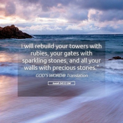Picture 05 - Isaiah 54:12 GW - I will rebuild your towers with rubies, your - Bible Verse Picture