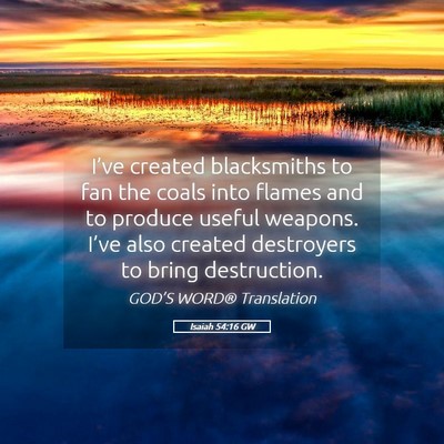 Picture 05 - Isaiah 54:16 GW - I’ve created blacksmiths to fan the coals into - Bible Verse Picture