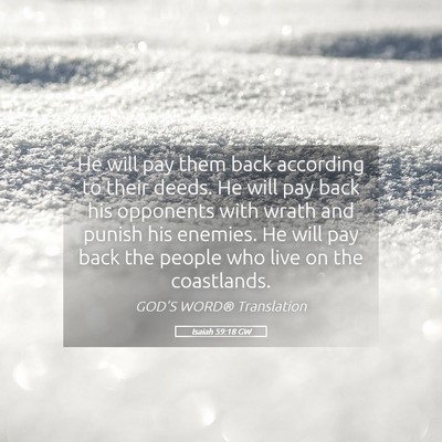 Picture 05 - Isaiah 59:18 GW - He will pay them back according to their deeds. - Bible Verse Picture