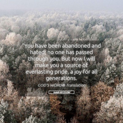 Picture 05 - Isaiah 60:15 GW - “You have been abandoned and hated; no one has - Bible Verse Picture
