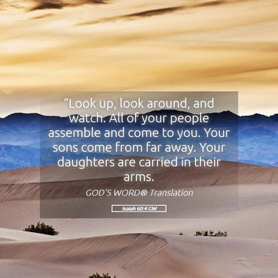 Picture 05 - Isaiah 60:4 GW - “Look up, look around, and watch. All of your - Bible Verse Picture