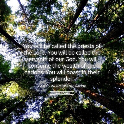 Picture 05 - Isaiah 61:6 GW - You will be called the priests of the Lord. You - Bible Verse Picture