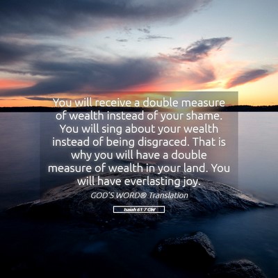 Picture 05 - Isaiah 61:7 GW - You will receive a double measure of wealth - Bible Verse Picture