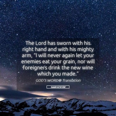 Picture 05 - Isaiah 62:8 GW - The Lord has sworn with his right hand and with - Bible Verse Picture