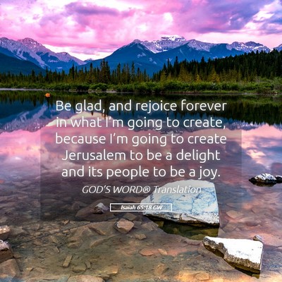 Picture 05 - Isaiah 65:18 GW - Be glad, and rejoice forever in what I’m going - Bible Verse Picture