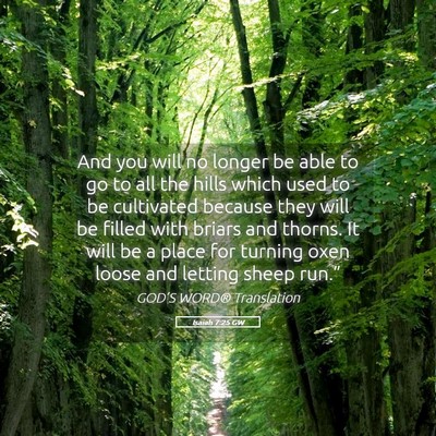Picture 05 - Isaiah 7:25 GW - And you will no longer be able to go to all the - Bible Verse Picture