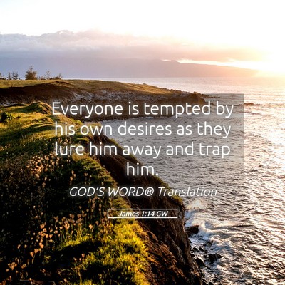 Picture 05 - James 1:14 GW - Everyone is tempted by his own desires as they - Bible Verse Picture