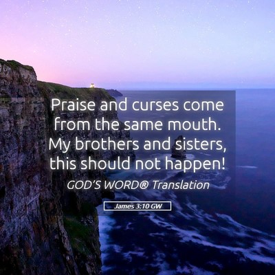 Picture 05 - James 3:10 GW - Praise and curses come from the same mouth. My - Bible Verse Picture
