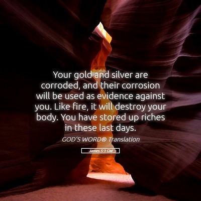 Picture 05 - James 5:3 GW - Your gold and silver are corroded, and their - Bible Verse Picture