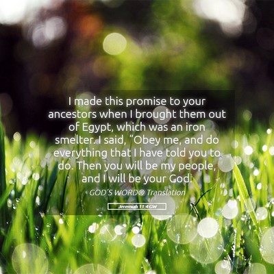 Picture 05 - Jeremiah 11:4 GW - I made this promise to your ancestors when I - Bible Verse Picture