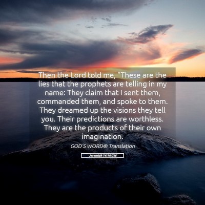 Picture 05 - Jeremiah 14:14 GW - Then the Lord told me, “These are the lies that - Bible Verse Picture